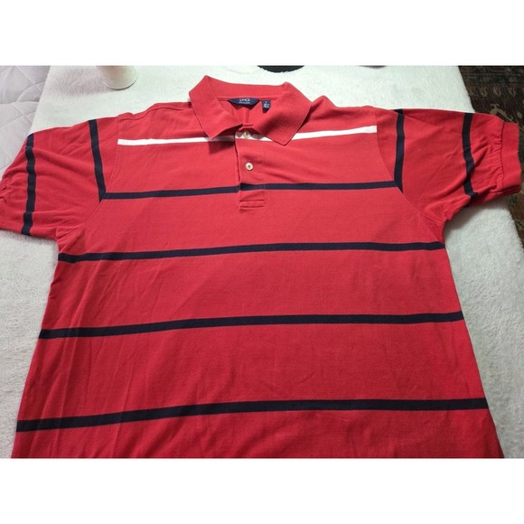 LINCS DC & Co Other - LINCS David Chu Polo Shirt Mens Large Red Navy Striped 100% Cotton Classic...